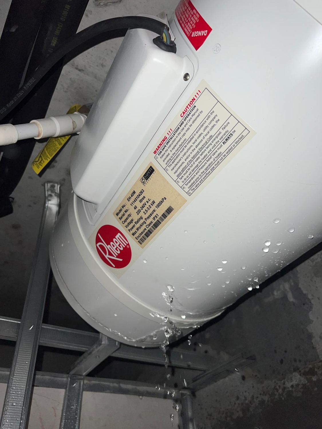 Rheem storage water heater leak repair