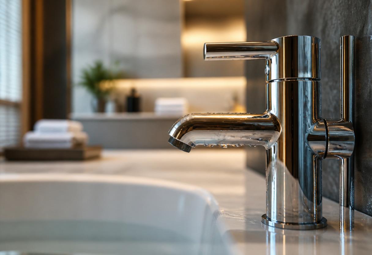 Modern chrome bathroom faucet — professional plumbing service